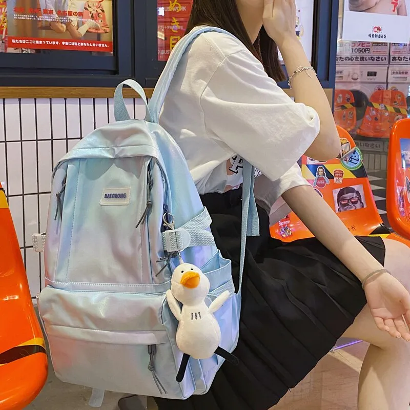 DCIMOR New Waterproof Coated Oxford Backpack Women Colorful Multi-pocket Book Bag College Girls Lovely Schoolbag Fashion Bagpack