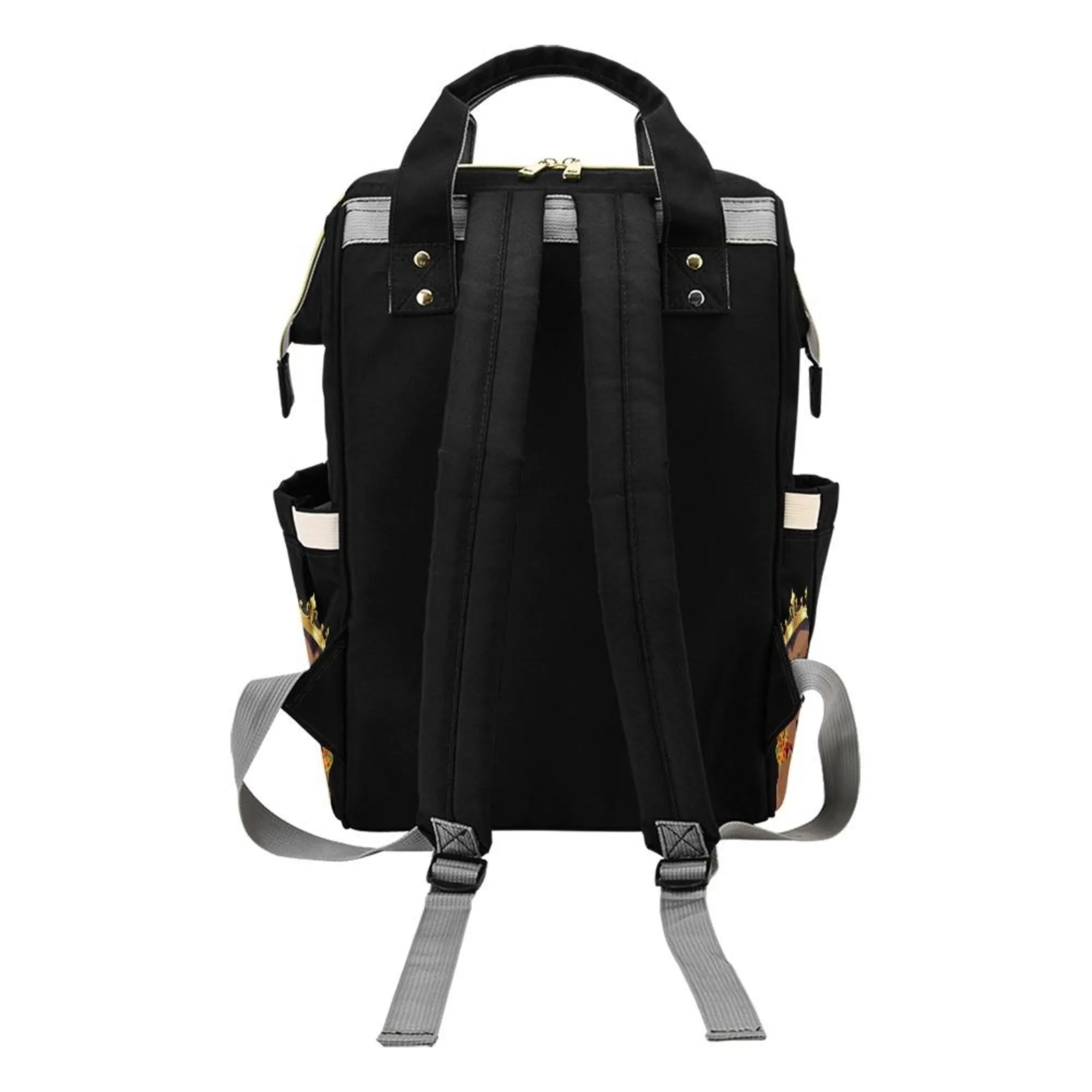 Designer Diaper Bag - Ethnic African American King Baby Boy - Black Multi-Function Backpack