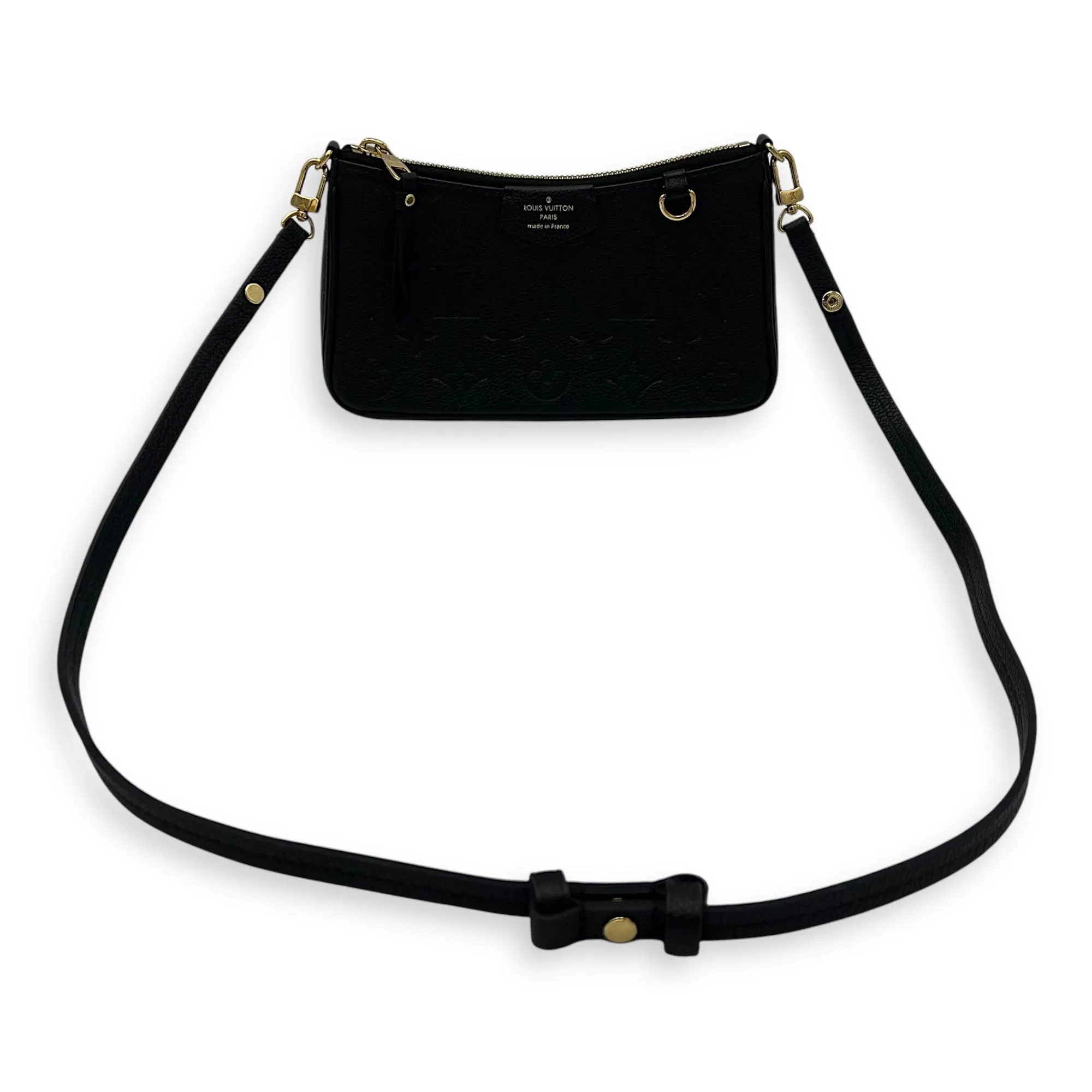 Easy Pouch On Strap Crossbody Bag Black in Monogram Empreinte Leather, Gold hardware