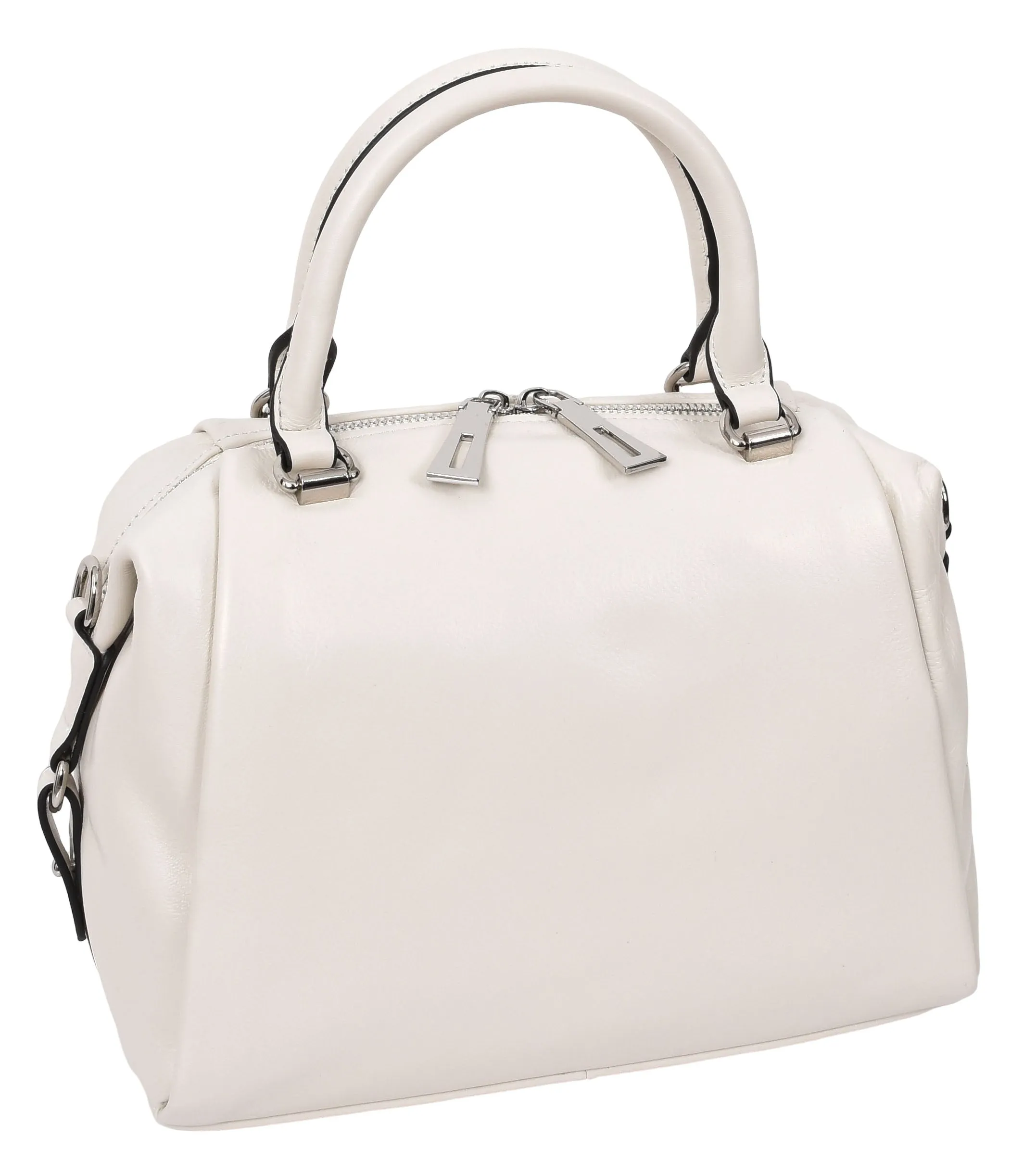 Edmonton Women Small Barrel Shape Leather Shoulder Handbag Ivory