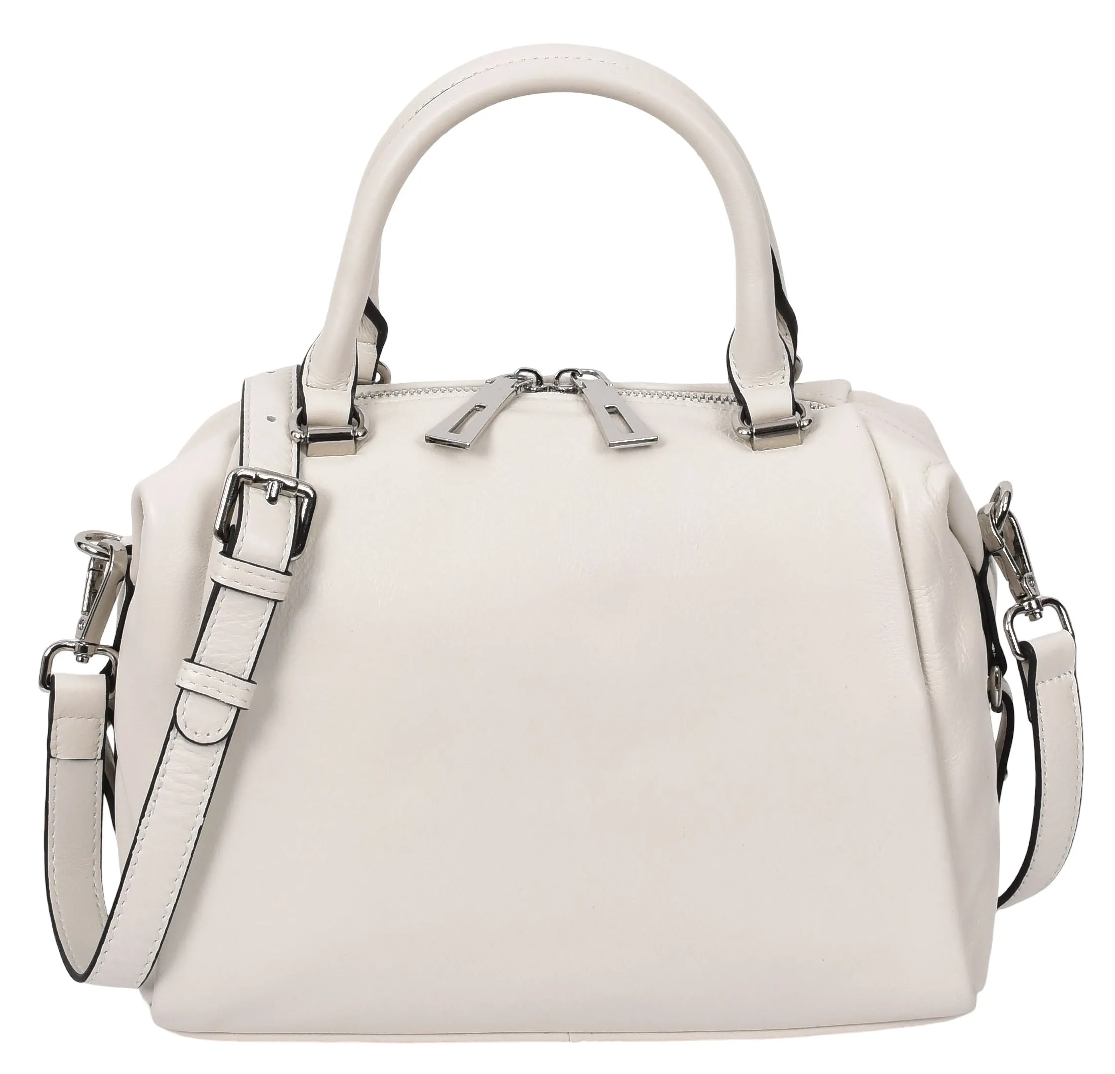 Edmonton Women Small Barrel Shape Leather Shoulder Handbag Ivory