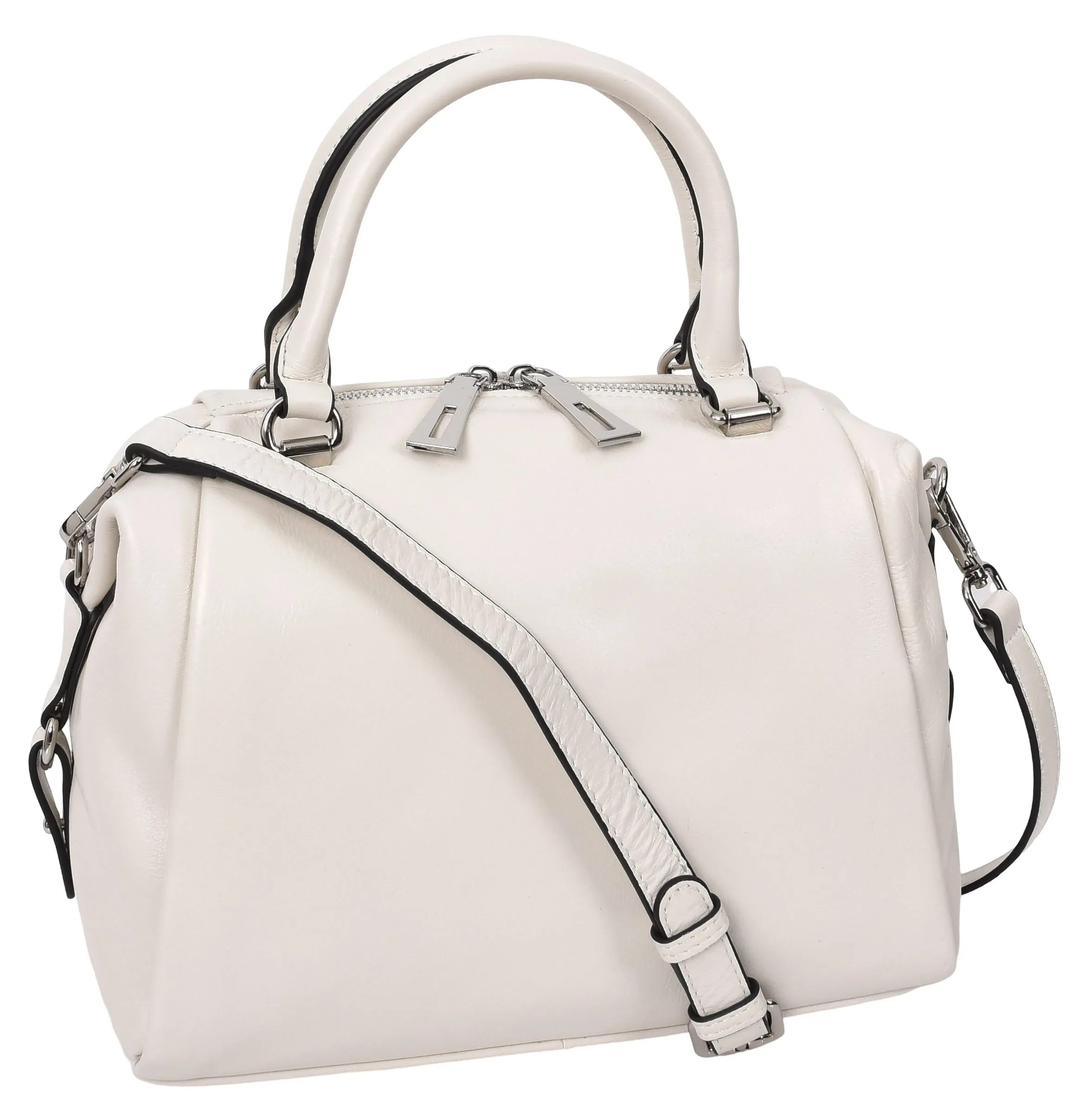 Edmonton Women Small Barrel Shape Leather Shoulder Handbag Ivory