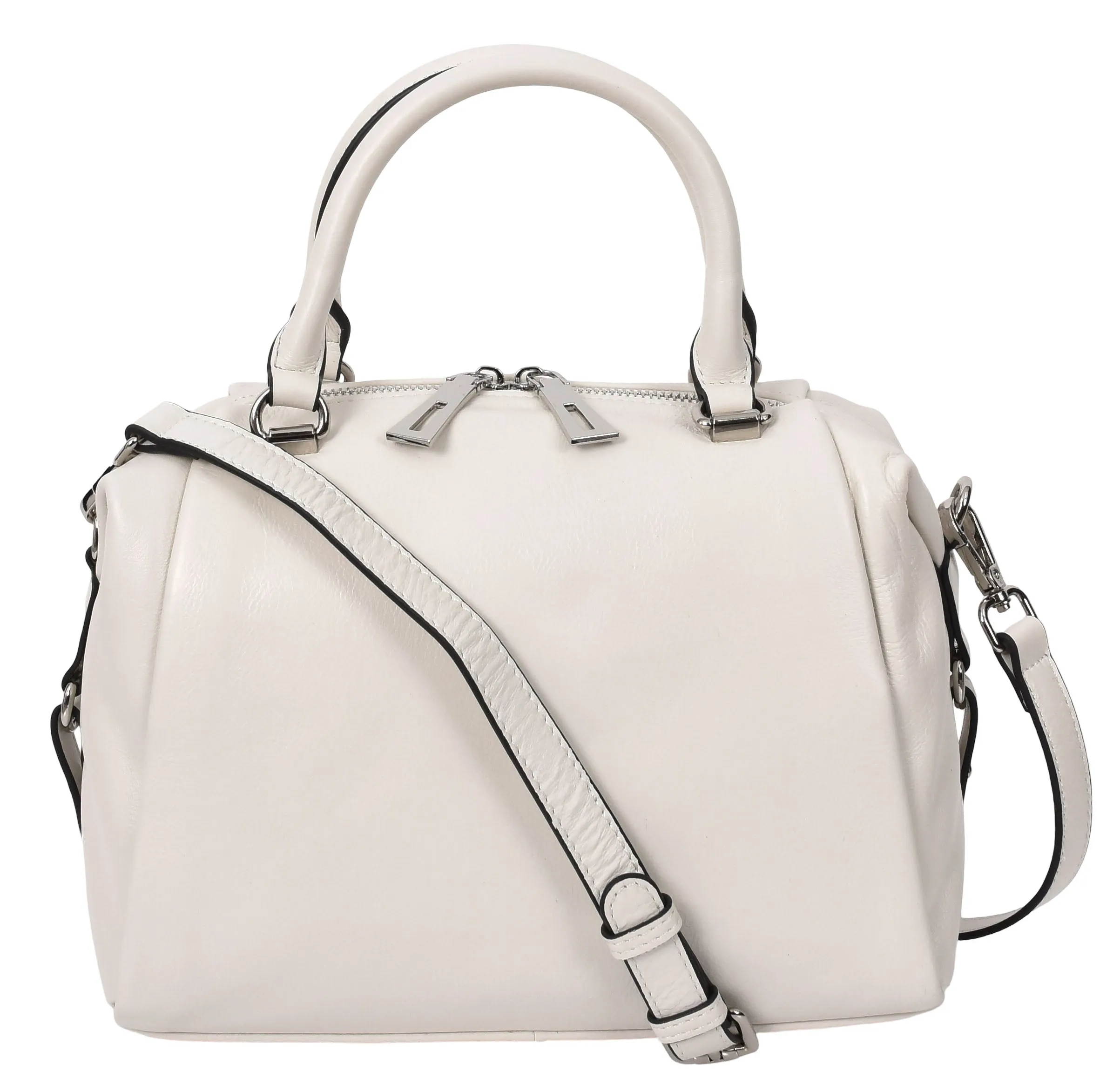 Edmonton Women Small Barrel Shape Leather Shoulder Handbag Ivory