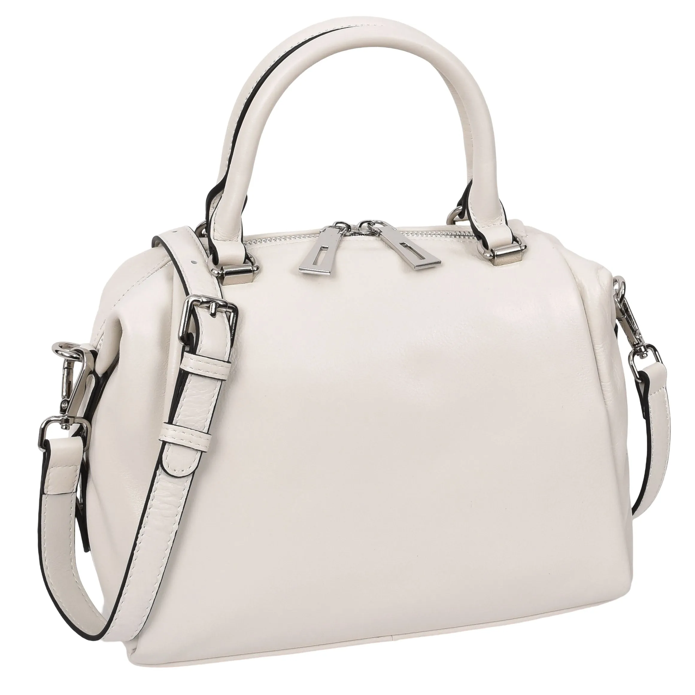 Edmonton Women Small Barrel Shape Leather Shoulder Handbag Ivory