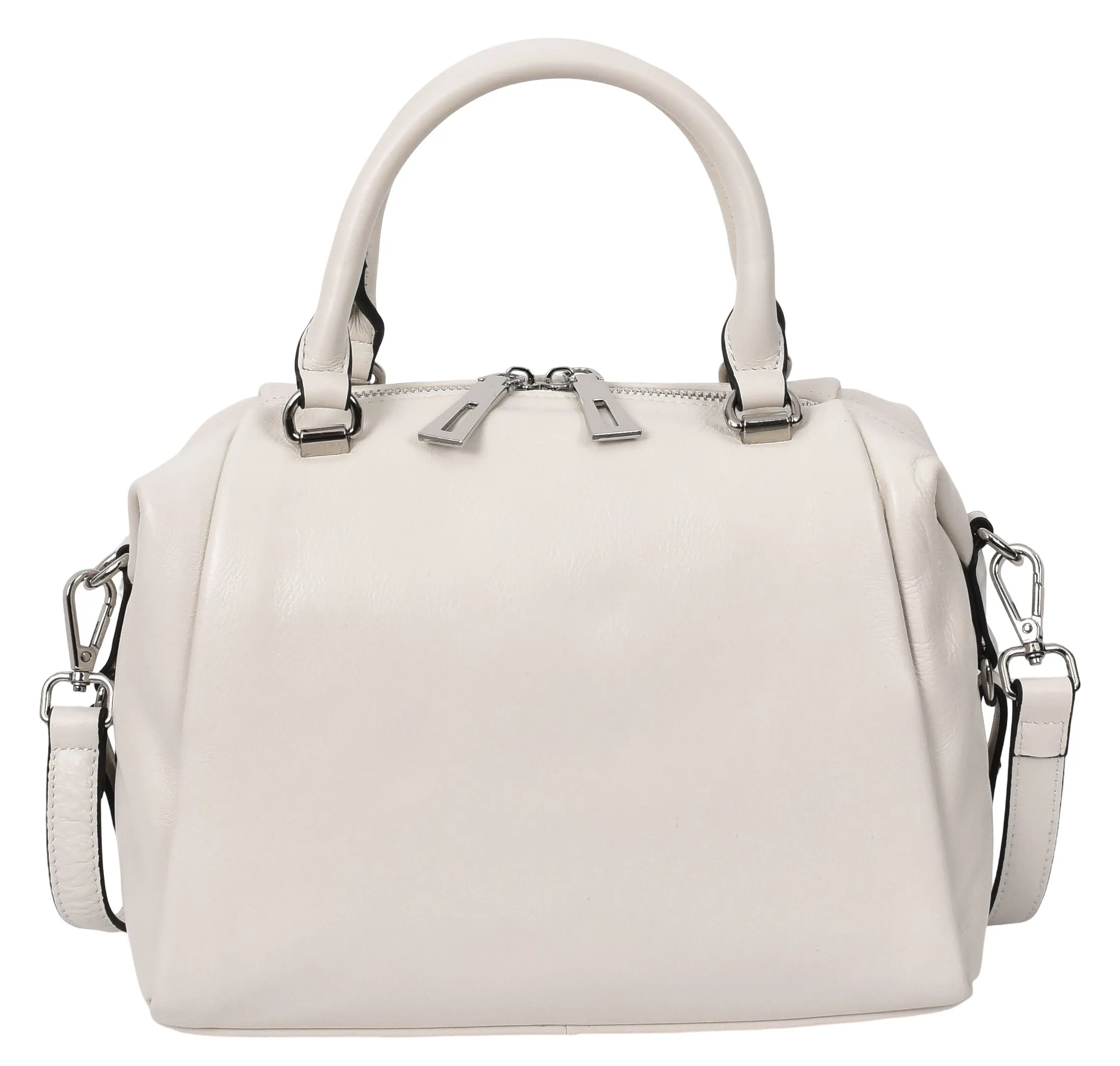 Edmonton Women Small Barrel Shape Leather Shoulder Handbag Ivory