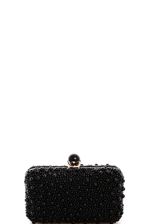 Elegant Pearl Black Clutch