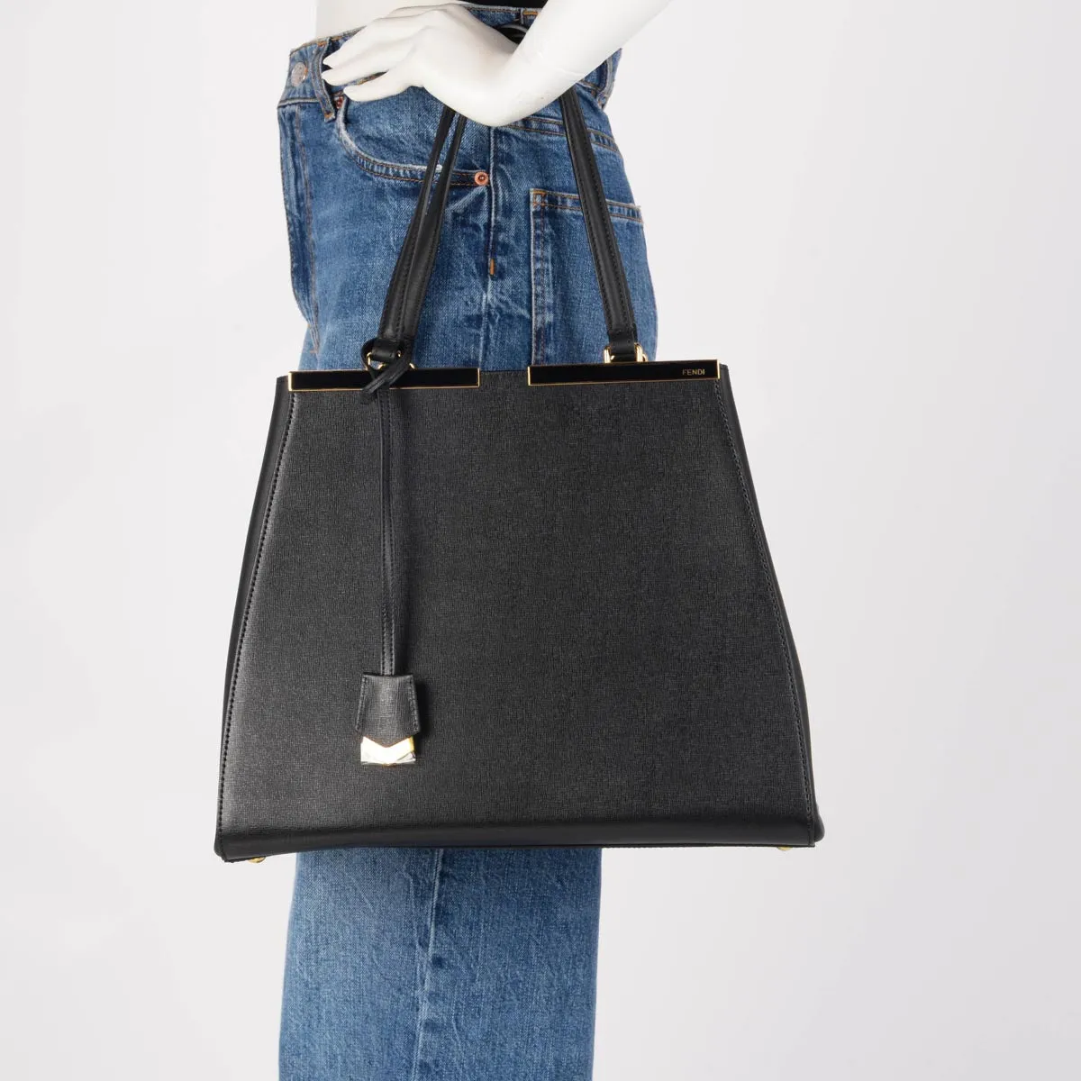 Fendi Black Vitello Elite Large 3Jours Tote
