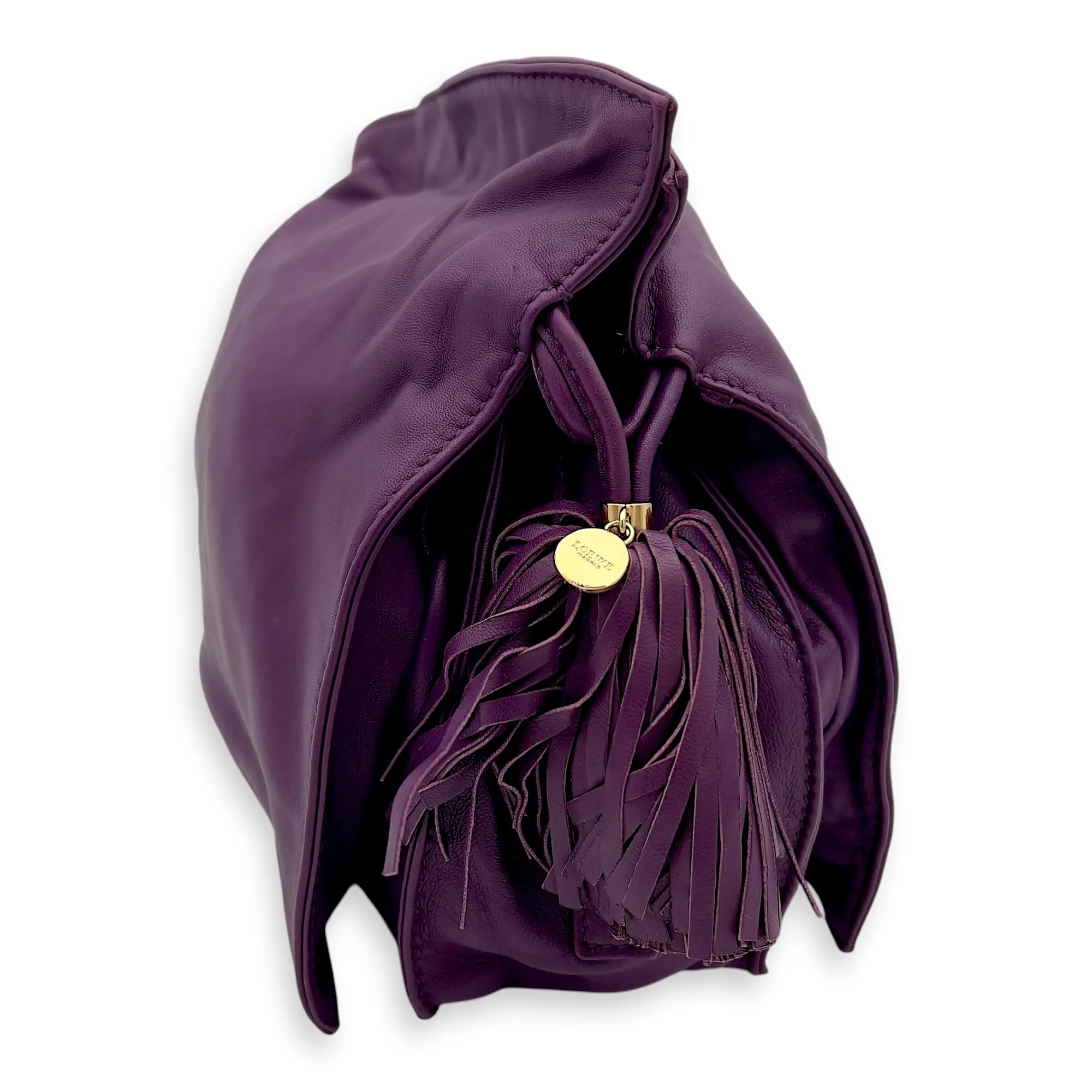 Flamenco Purple Crossbody Bag in Lambskin, Gold hardware