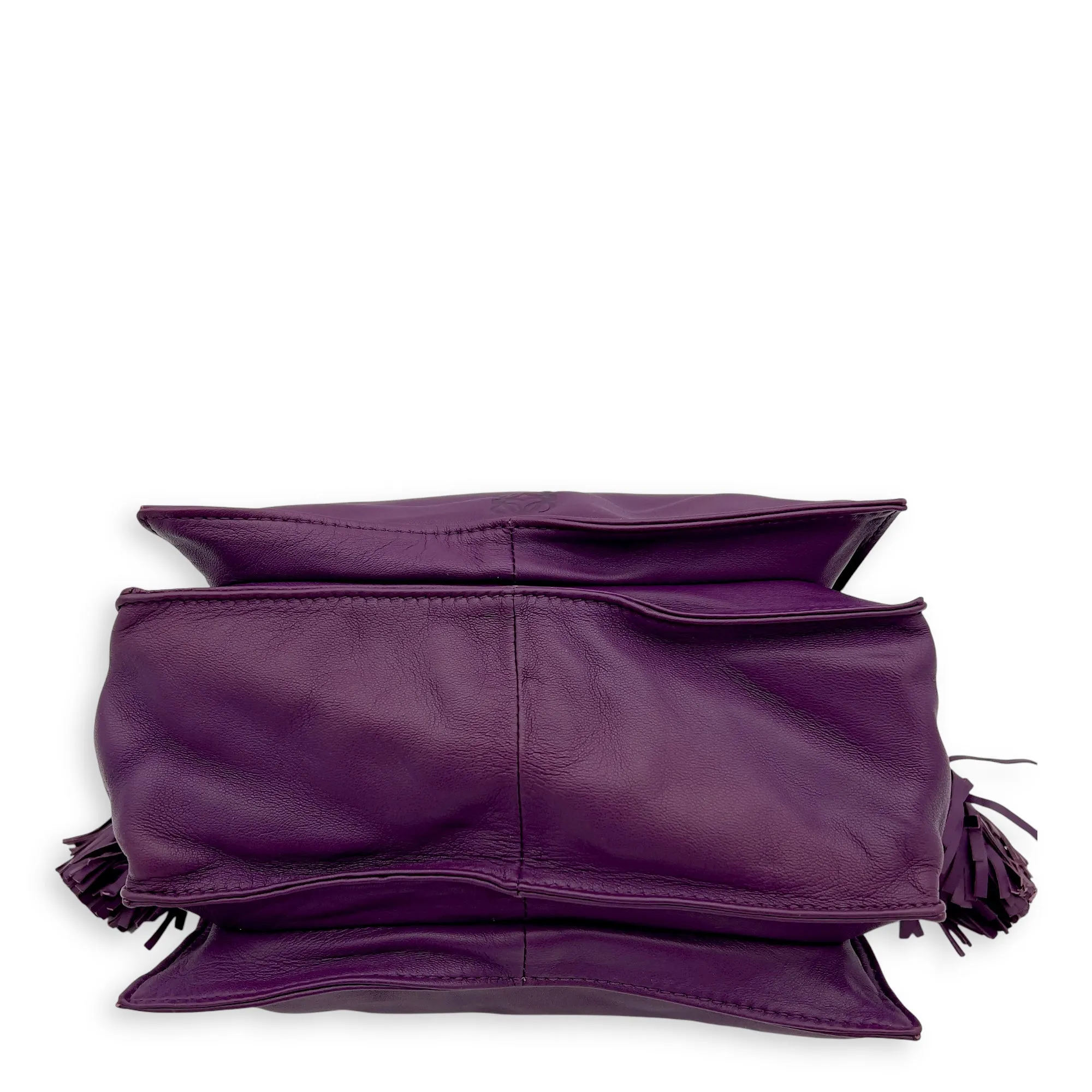 Flamenco Purple Crossbody Bag in Lambskin, Gold hardware
