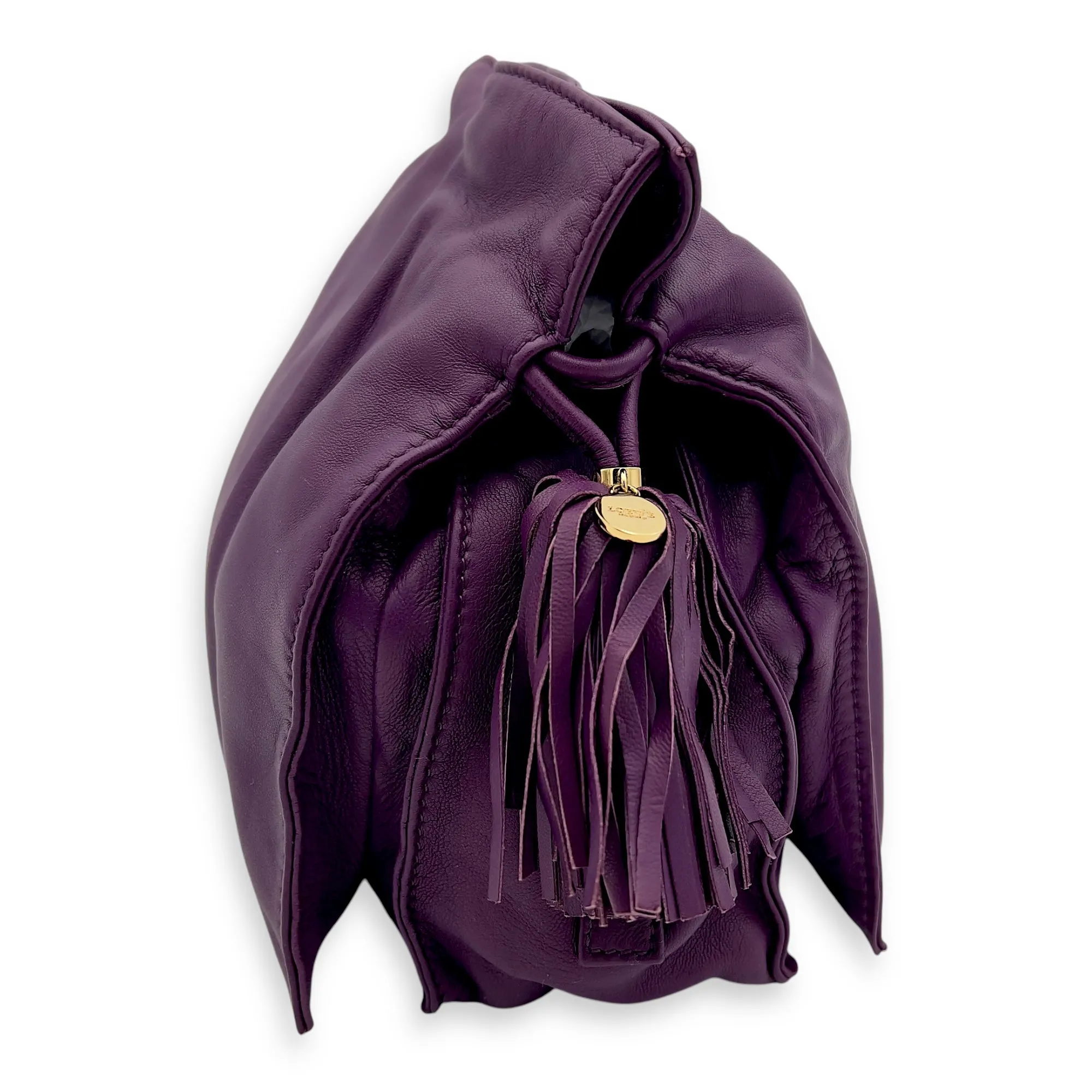 Flamenco Purple Crossbody Bag in Lambskin, Gold hardware