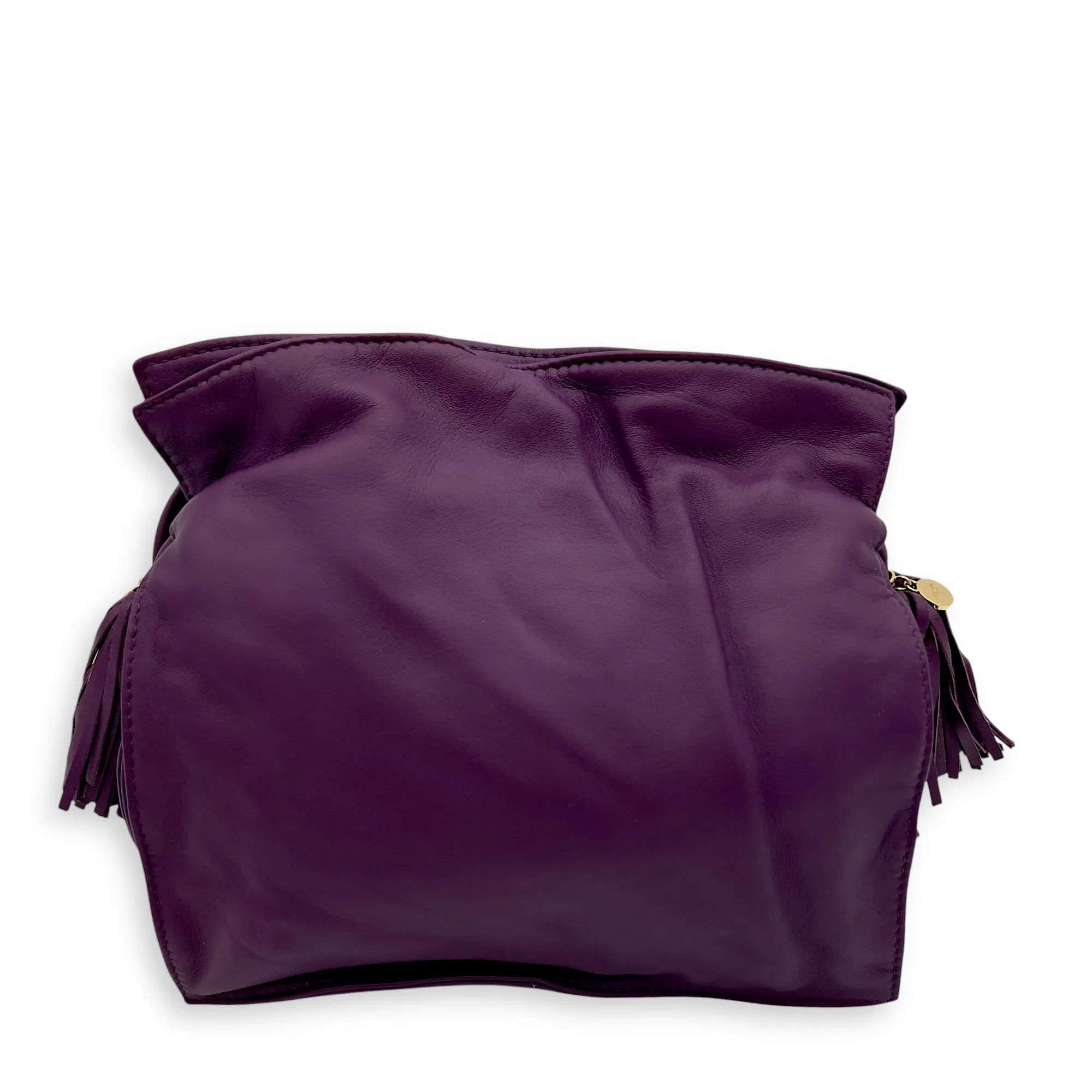 Flamenco Purple Crossbody Bag in Lambskin, Gold hardware