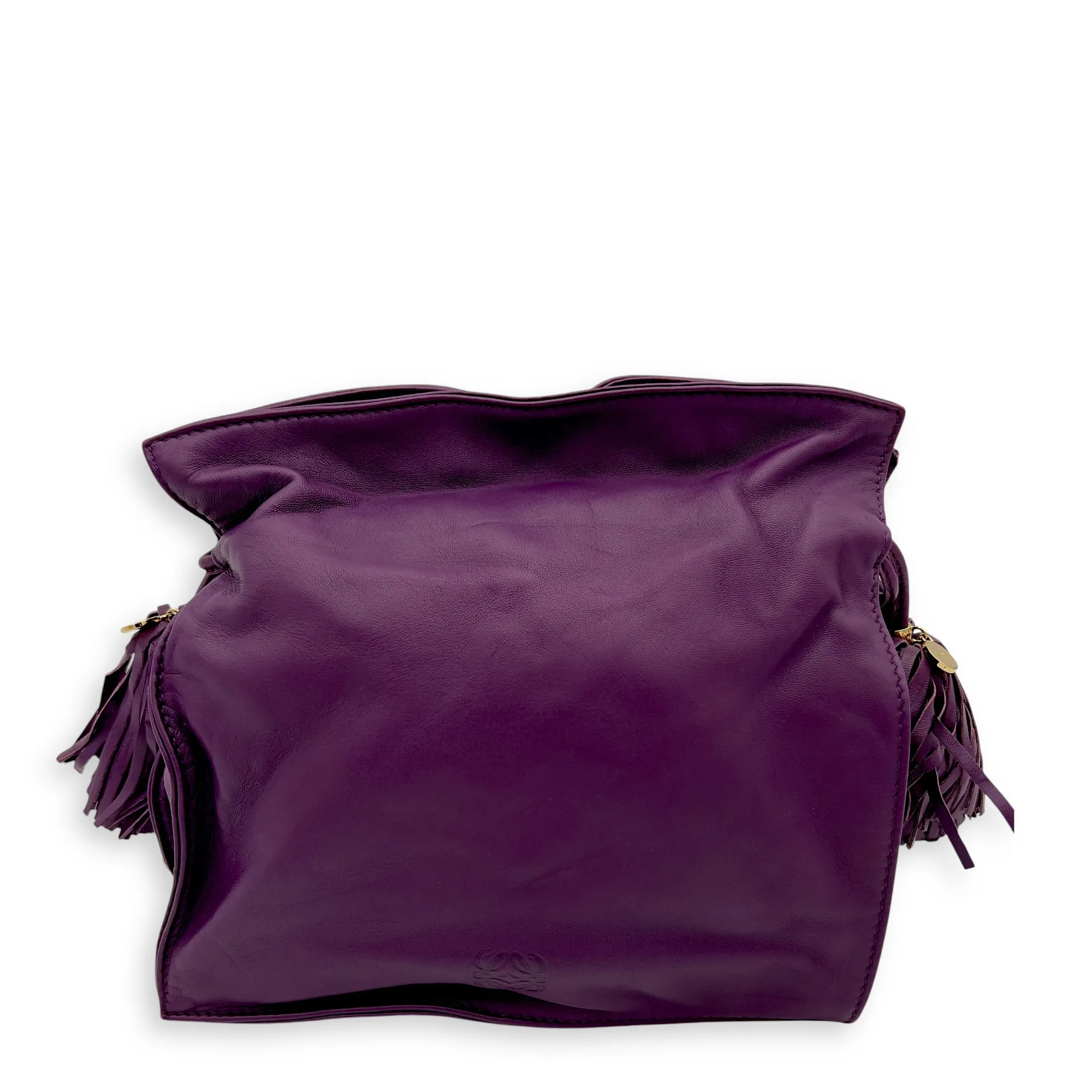 Flamenco Purple Crossbody Bag in Lambskin, Gold hardware