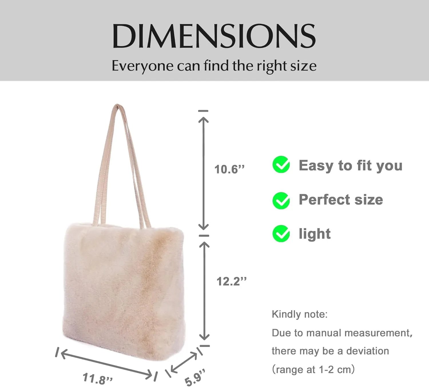 Fur Story Tote Bag Faux Fur Purses for Women Plush Handbag Fuzzy Shoulder Bag Big Capacity Black Purse for womens Girls