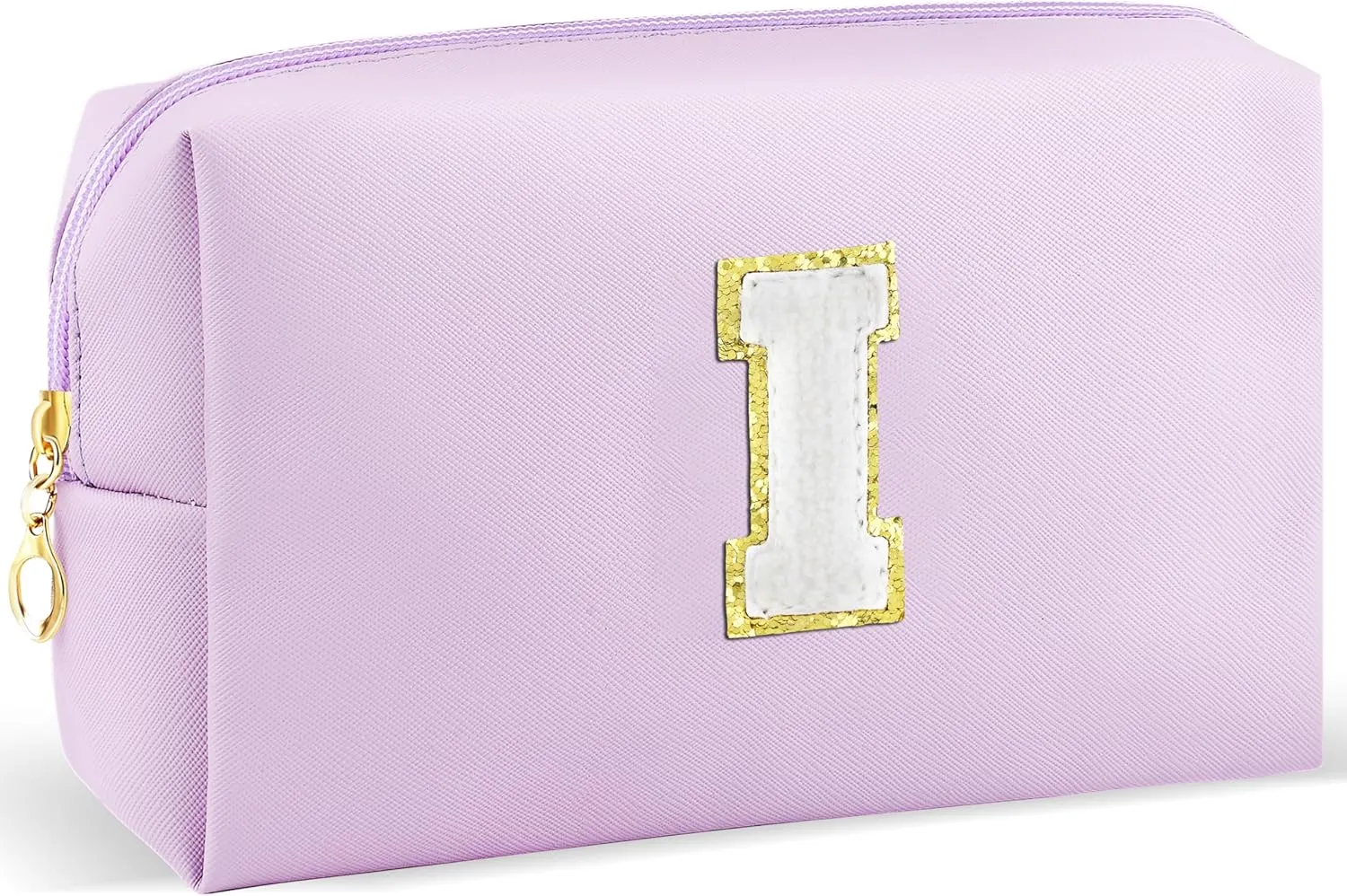 Gifts for Girls Initial Makeup Bag Personalized Cosmetic Bag with Zipper Cute Travel Toiletry Bag Waterproof PU Preppy Makeup Pouch Birthday Gift for Teen Girls Women(Purple I)