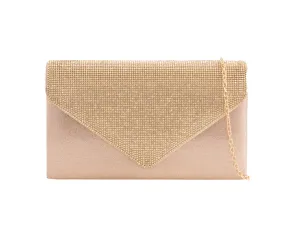 Gold Diamanté Jewelled Clutch Bag