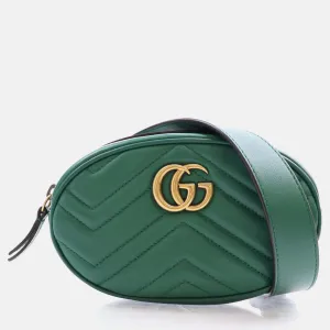 Green Leather GG Marmont Belt Bag