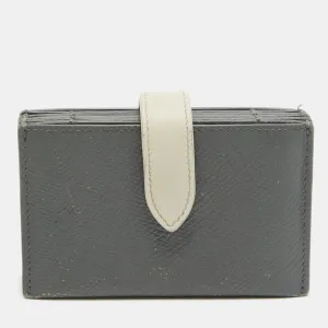 Grey/Off White Leather Accordion Card Holder