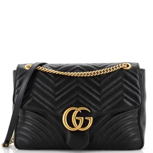 GUCCI GG Marmont Flap Bag Matelasse Leather Large