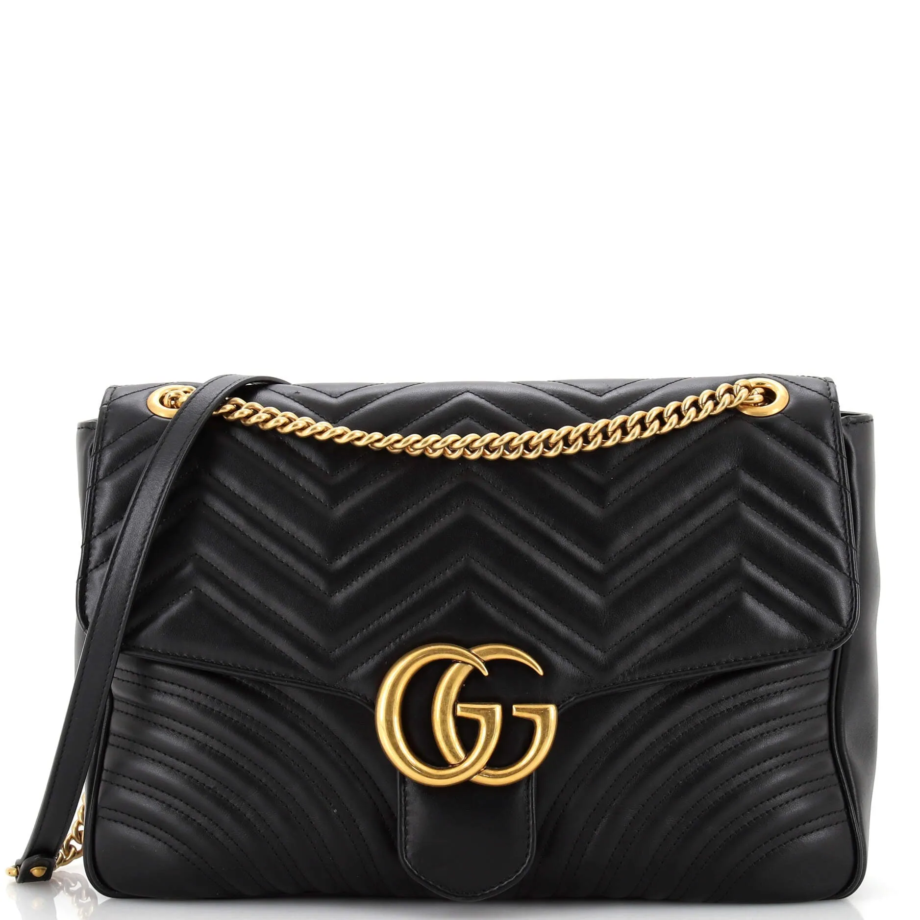 GUCCI GG Marmont Flap Bag Matelasse Leather Large