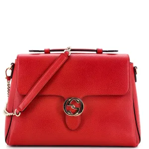 GUCCI Interlocking Top Handle Bag Leather Medium