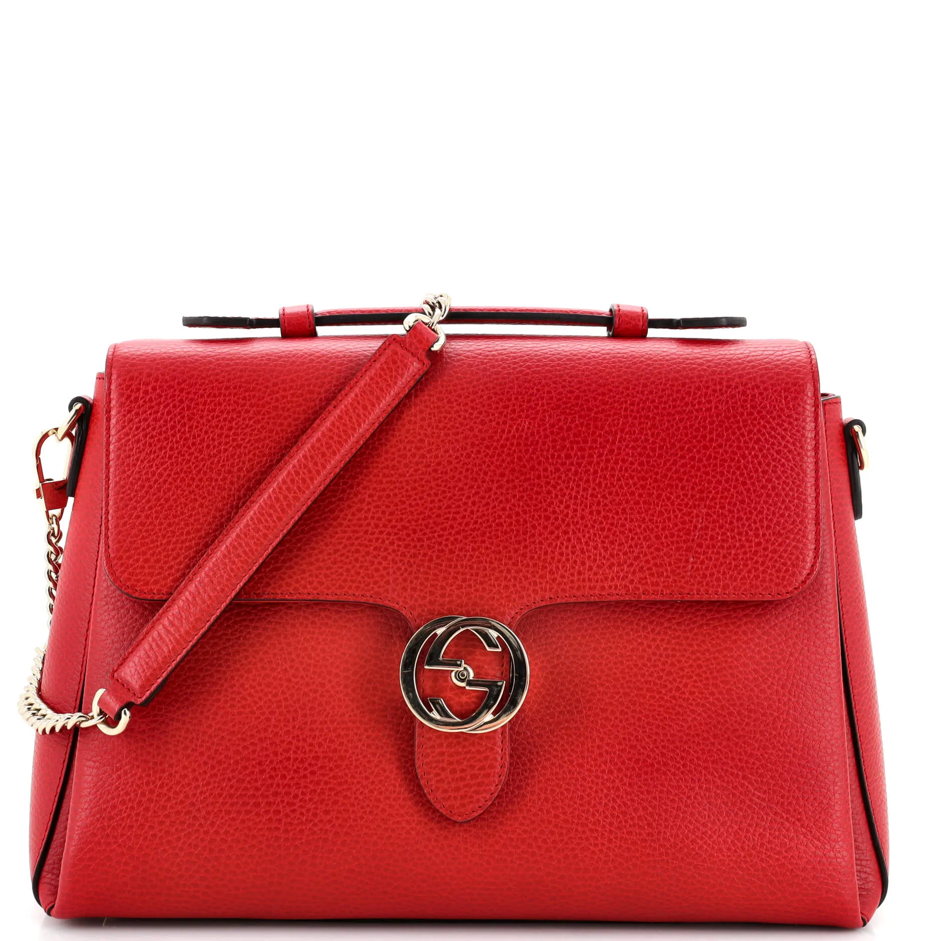 GUCCI Interlocking Top Handle Bag Leather Medium