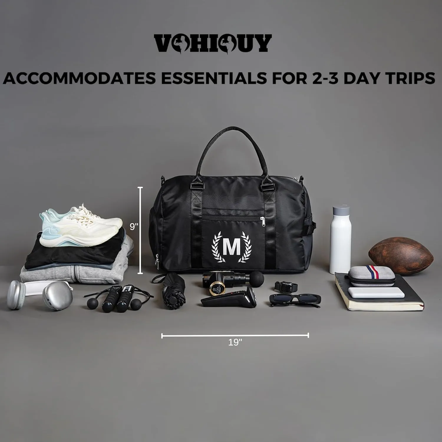 Gym Bag with Shoe Compartment - Personalized Monogrammed Duffle for Sports, Travel, and Workout with Initials