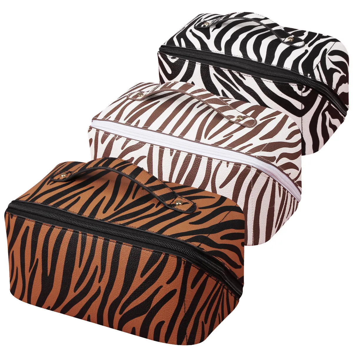 High-quality multifunctional cosmetic bag with zebra pattern and tiger pattern PU leather