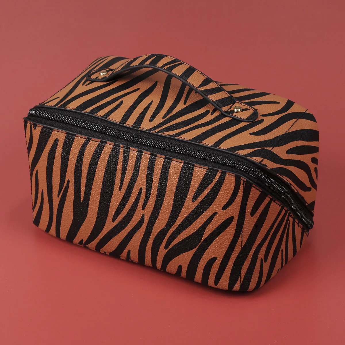 High-quality multifunctional cosmetic bag with zebra pattern and tiger pattern PU leather