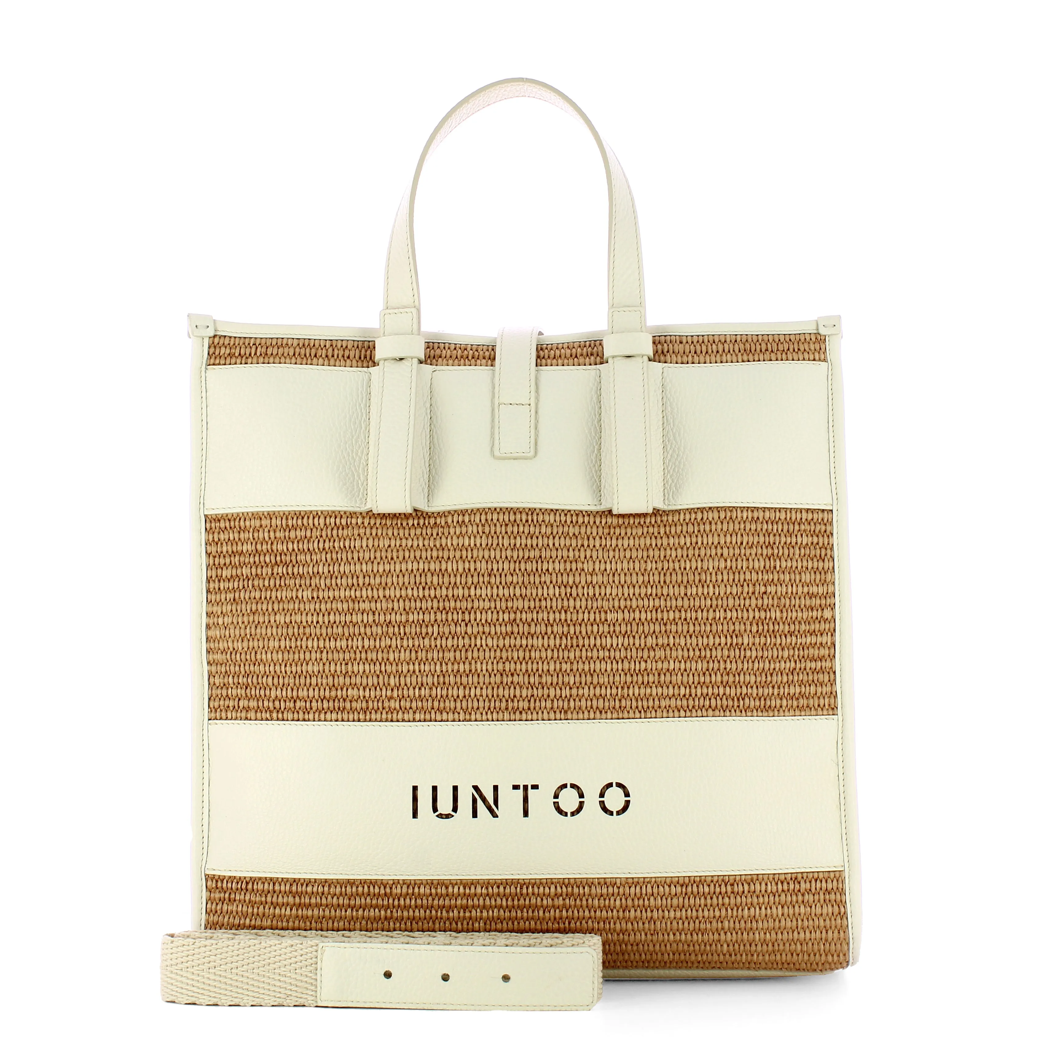 Iuntoo - Essenziale Rafia Bianco Large Tote - 105011 - RAFIA/BIANCO