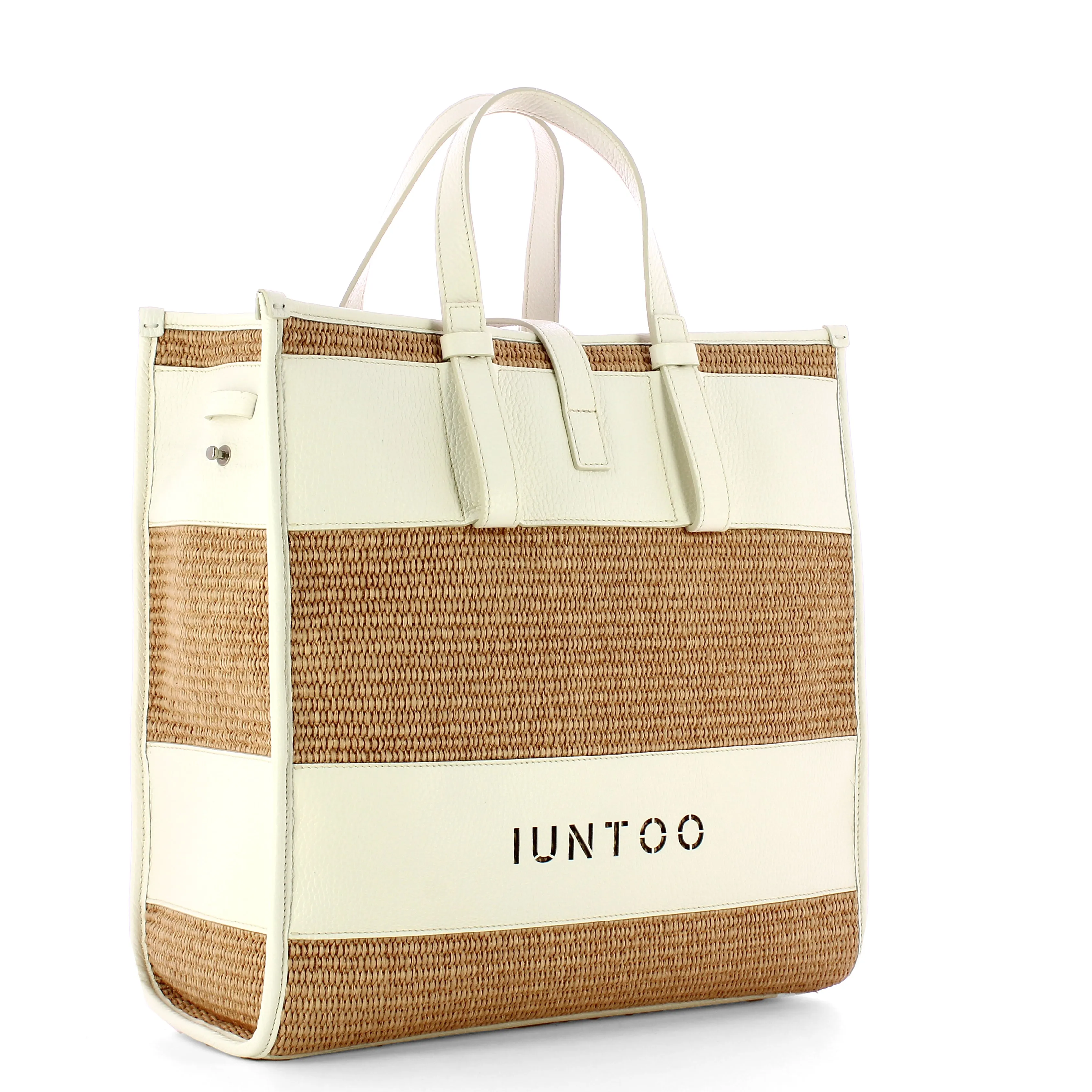 Iuntoo - Essenziale Rafia Bianco Large Tote - 105011 - RAFIA/BIANCO