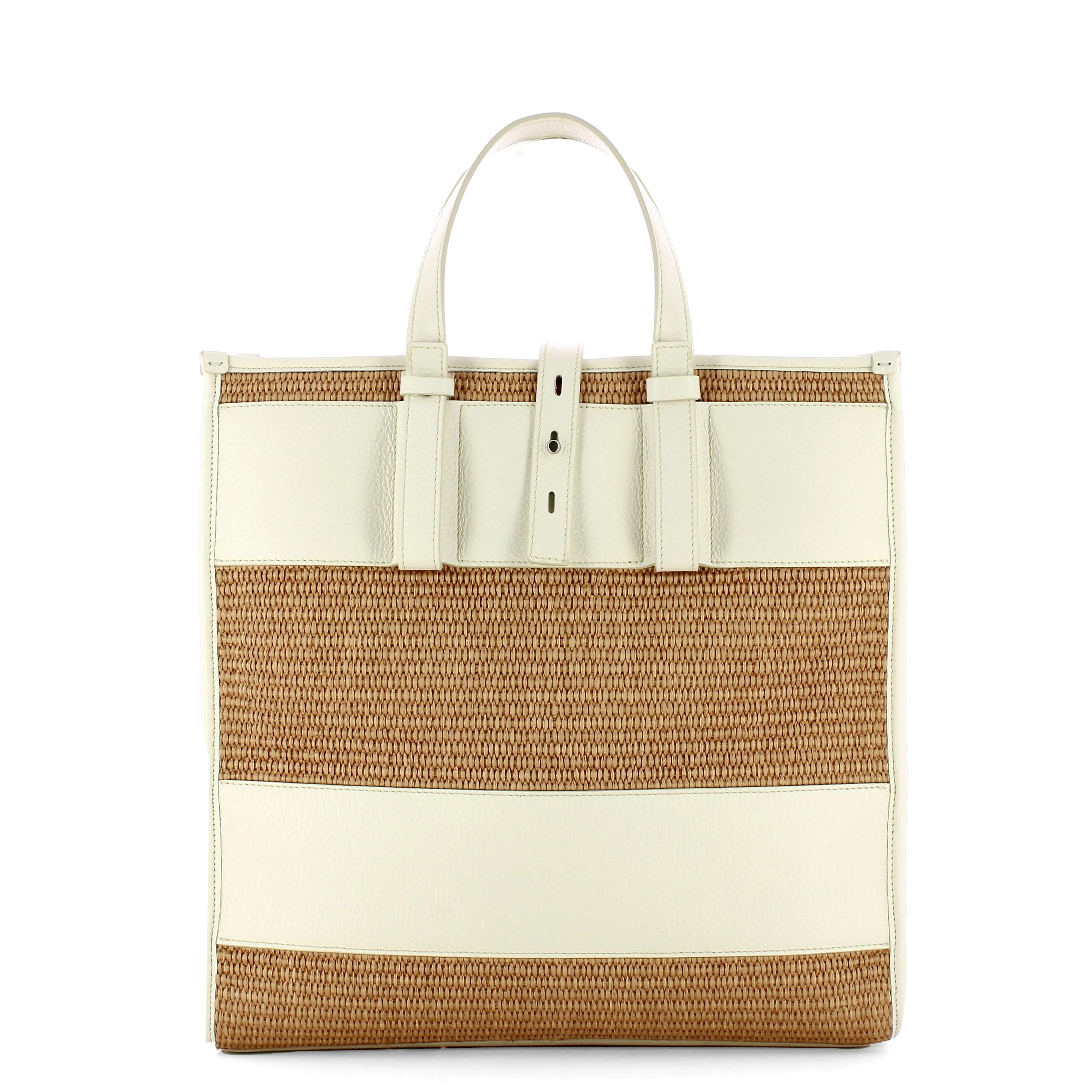 Iuntoo - Essenziale Rafia Bianco Large Tote - 105011 - RAFIA/BIANCO