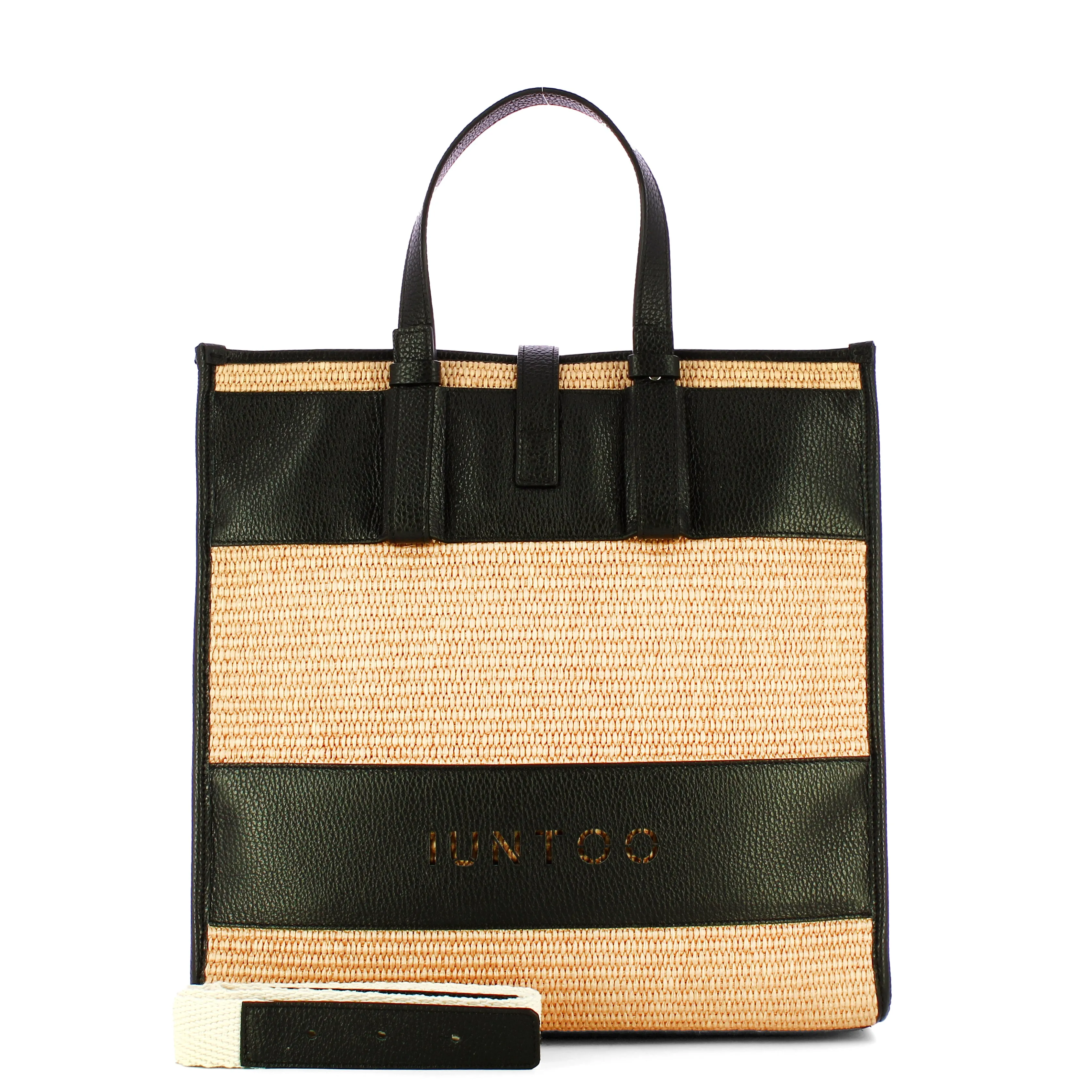 Iuntoo - Essenziale Rafia Nero Large Tote - 105011 - RAFIA/NERO