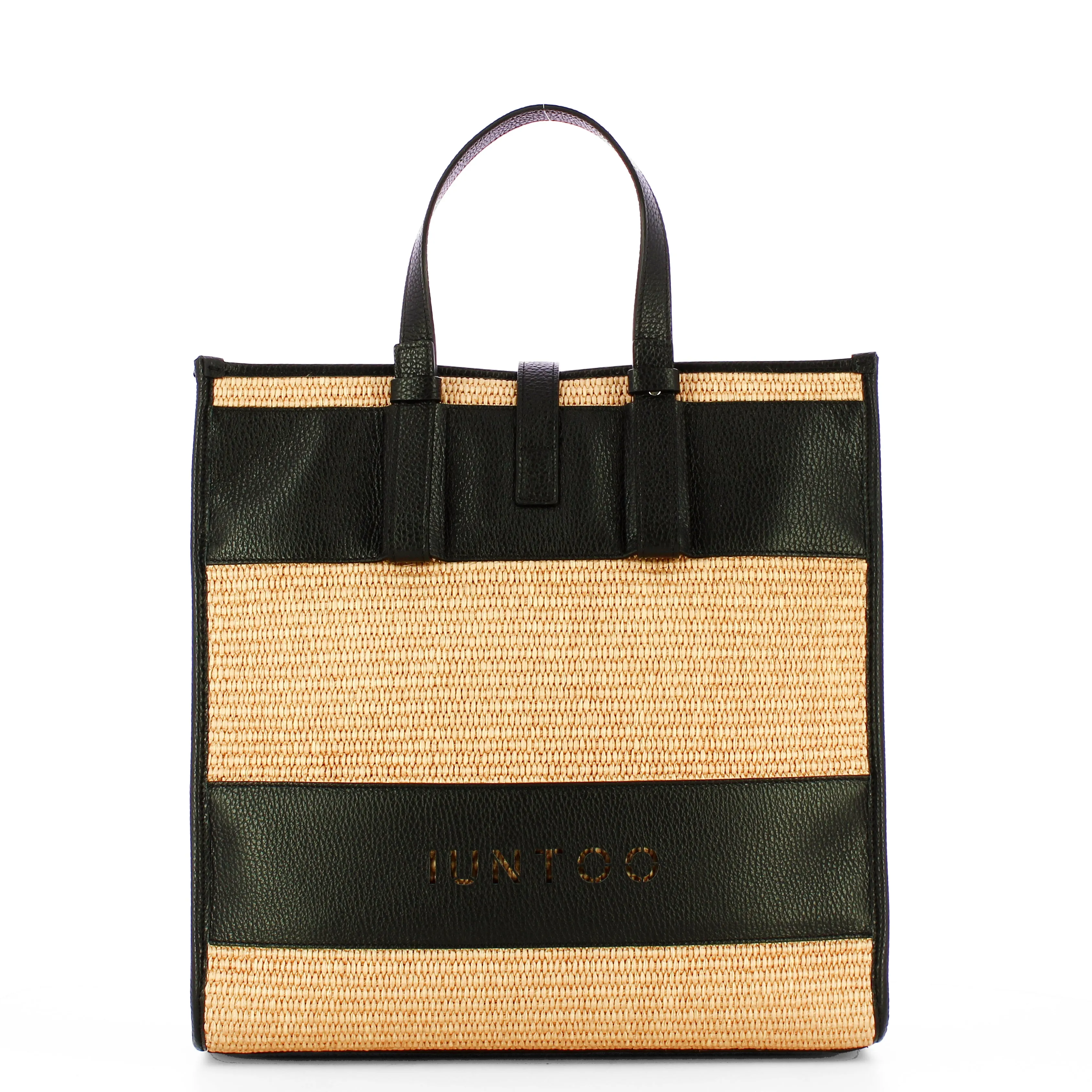 Iuntoo - Essenziale Rafia Nero Large Tote - 105011 - RAFIA/NERO