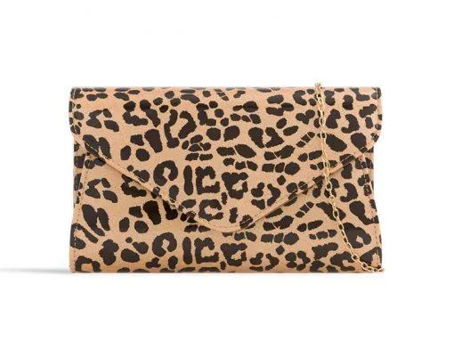 Leopard Print Patent Clutch Bag