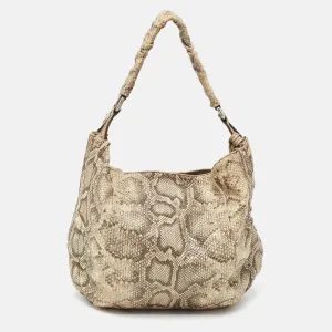Light Green/Black Python Embossed Leather Hobo
