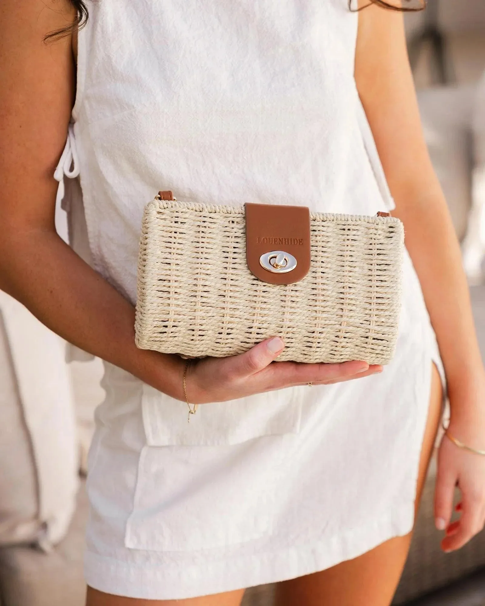 LOUENHIDE OPHELIA RAFFIA CROSSBODY BAG