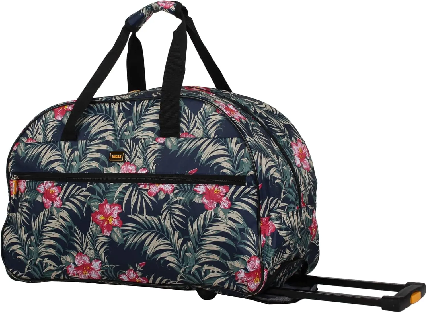 Lucas Designer Carry On Luggage Collection - Lightweight Pattern 22 Inch Duffel Bag- Weekender Overnight Business Travel Suitcase with 2- Rolling Spinner Wheels (ALOHA NAVY, 22in)