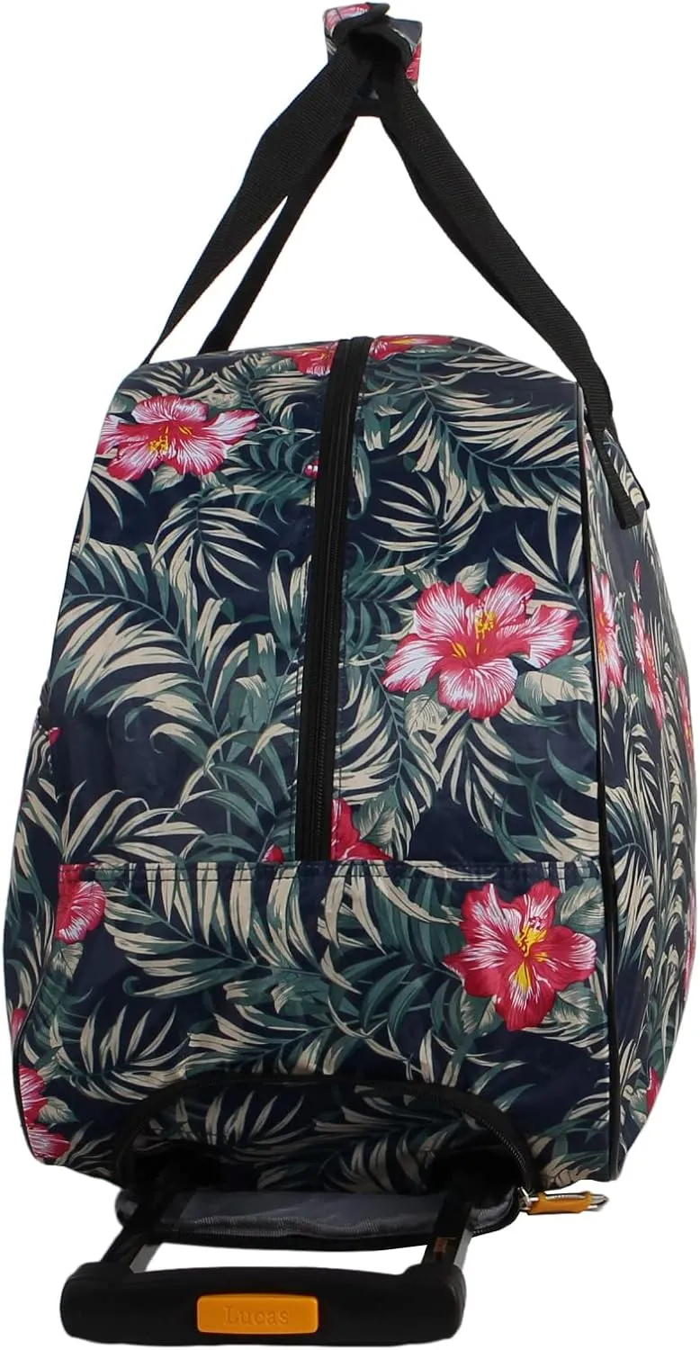 Lucas Designer Carry On Luggage Collection - Lightweight Pattern 22 Inch Duffel Bag- Weekender Overnight Business Travel Suitcase with 2- Rolling Spinner Wheels (ALOHA NAVY, 22in)