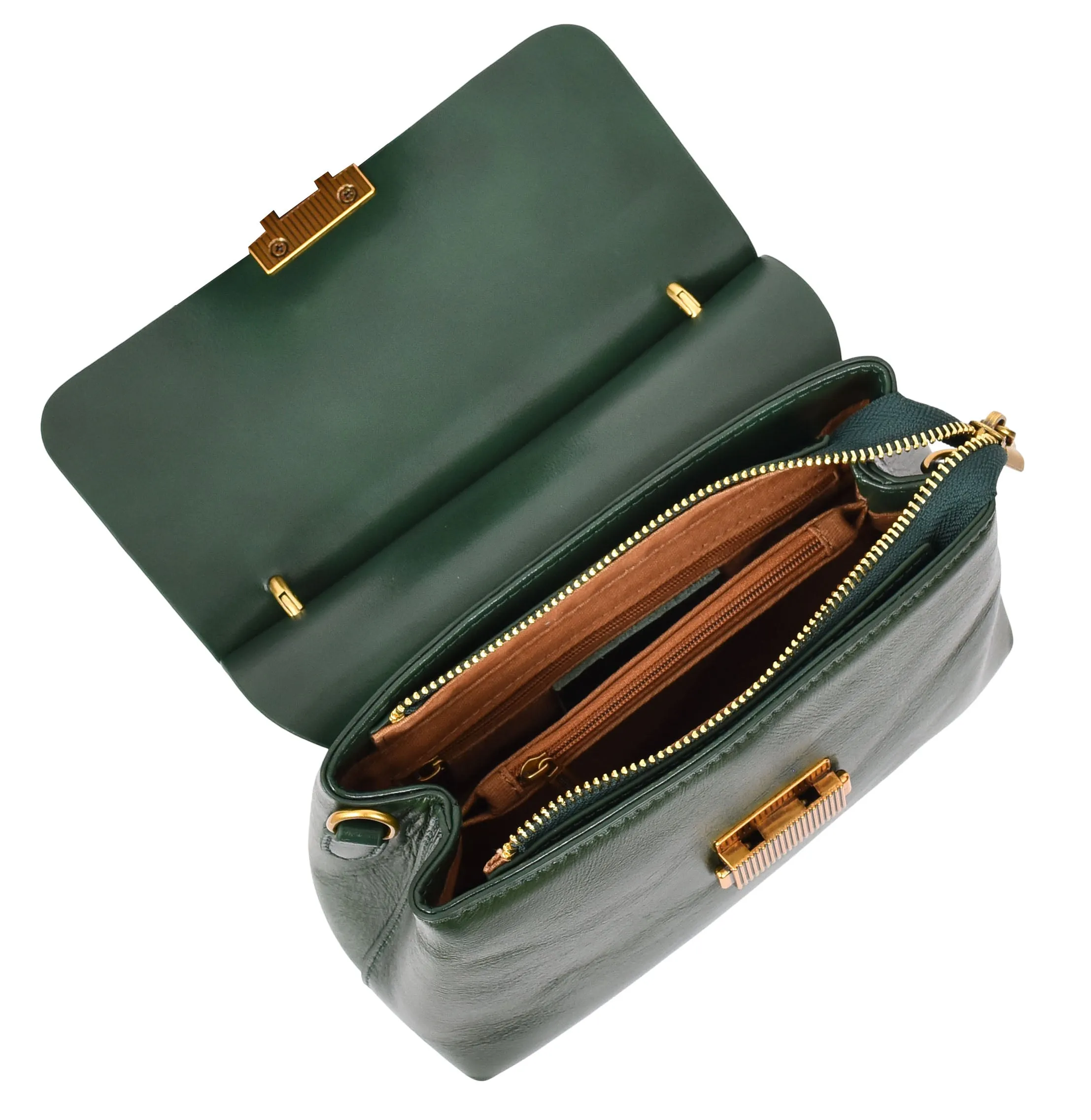 Lucena Women's Small Real Leather Shoulder Handbag Green
