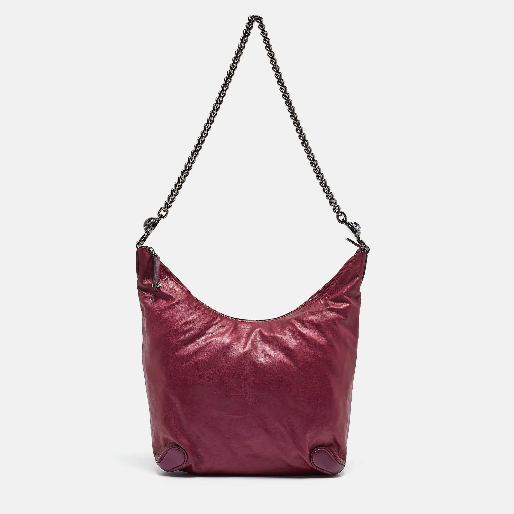 Metallic Purple Leather Galaxy Hobo