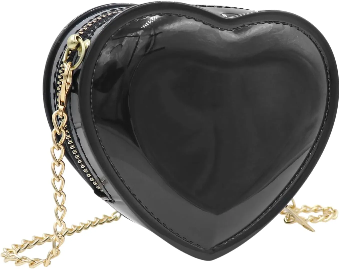 Mini Candy Color Jelly Purse Girls Purse Heart Shaped Crossbody Bags Shoulder Bag Chain Purse Birthday Gifts,Black
