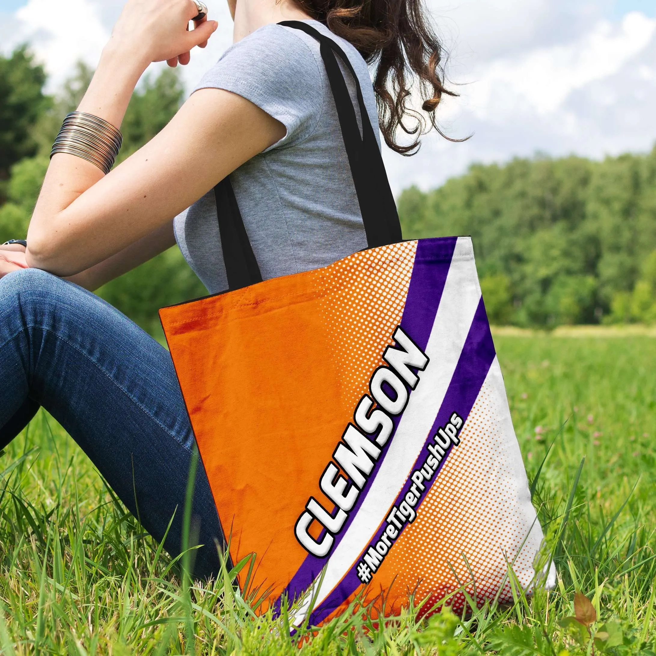 #MoreTigerPushUps Clemson Fan Fabric Totebag Reusable Shopping Tote