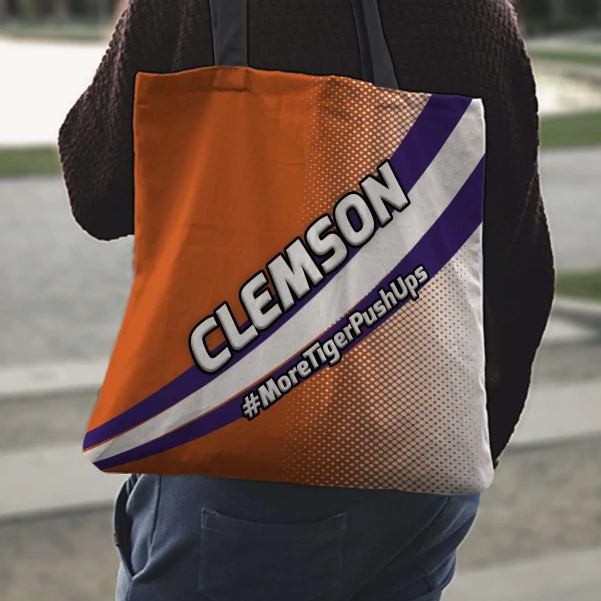 #MoreTigerPushUps Clemson Fan Fabric Totebag Reusable Shopping Tote