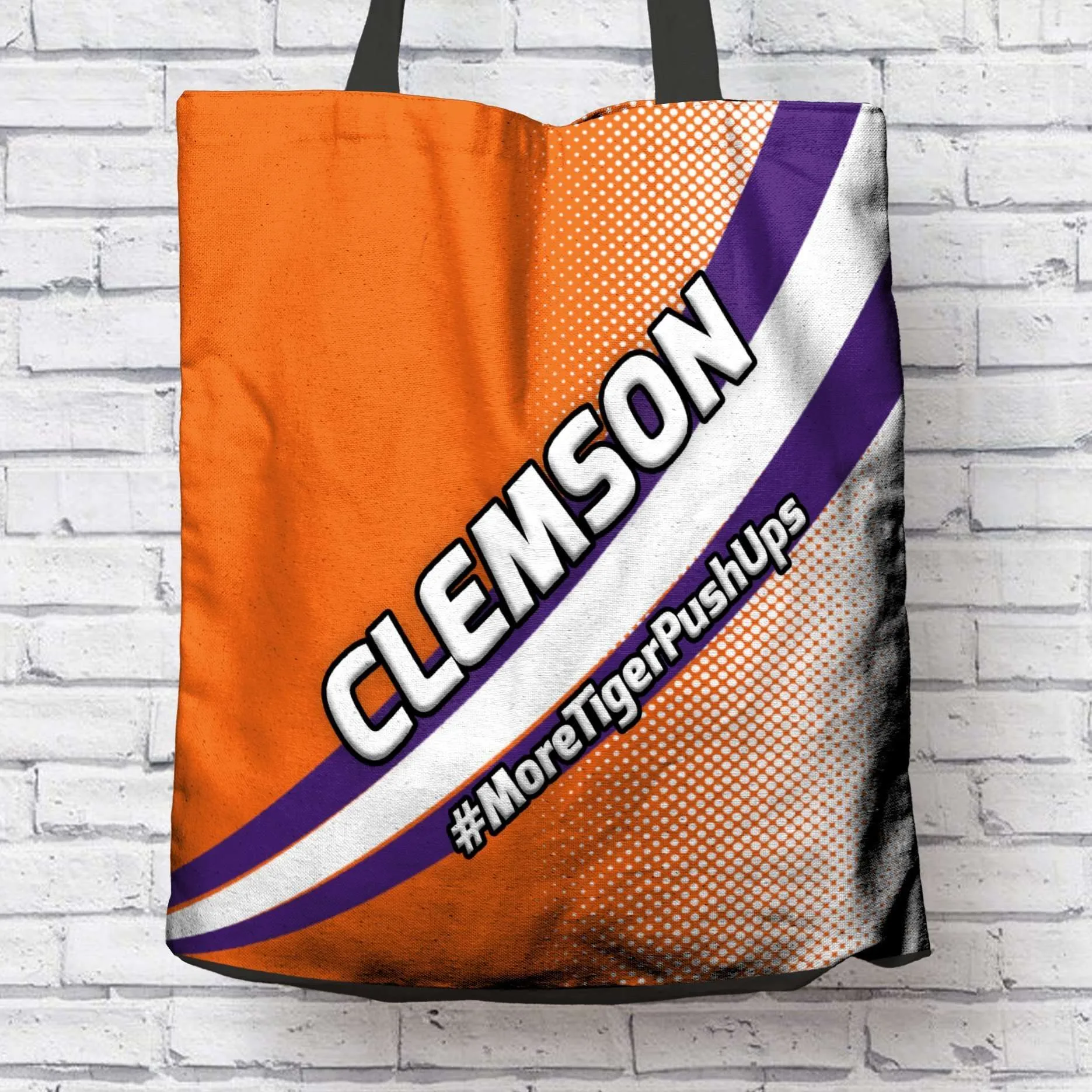 #MoreTigerPushUps Clemson Fan Fabric Totebag Reusable Shopping Tote