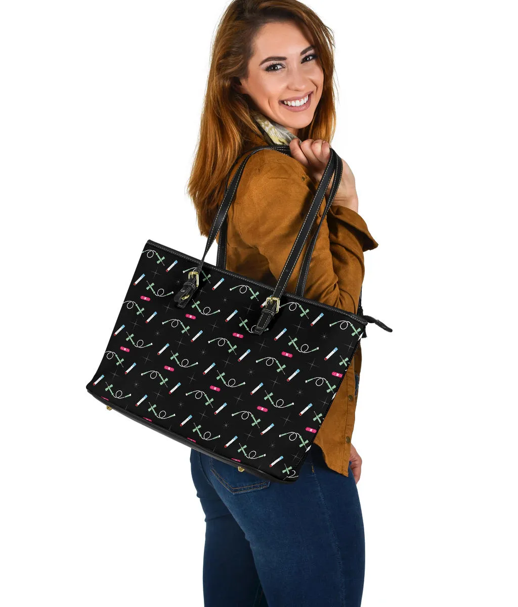 Phlebotomy Tech Large PU Faux Leather Tote Bag