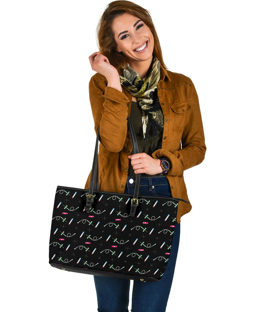 Phlebotomy Tech Large PU Faux Leather Tote Bag