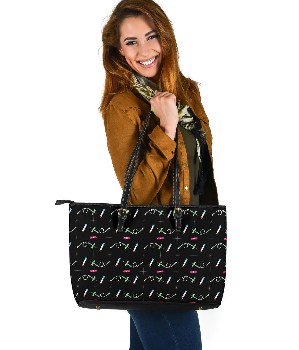 Phlebotomy Tech Large PU Faux Leather Tote Bag