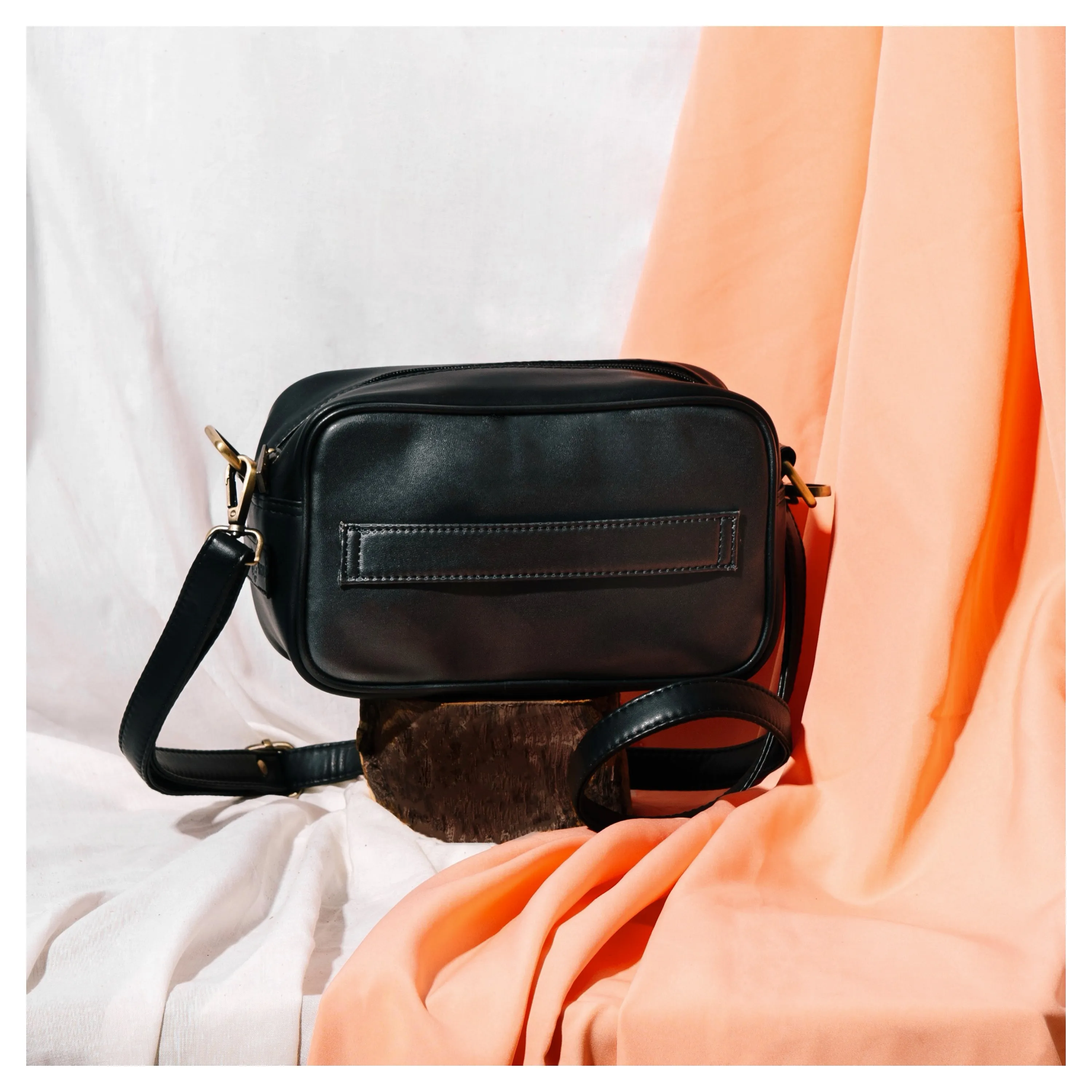 Pixel Embroidered Black Sling Bag