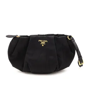 Prada Black Pleated Tessuto Wristlet