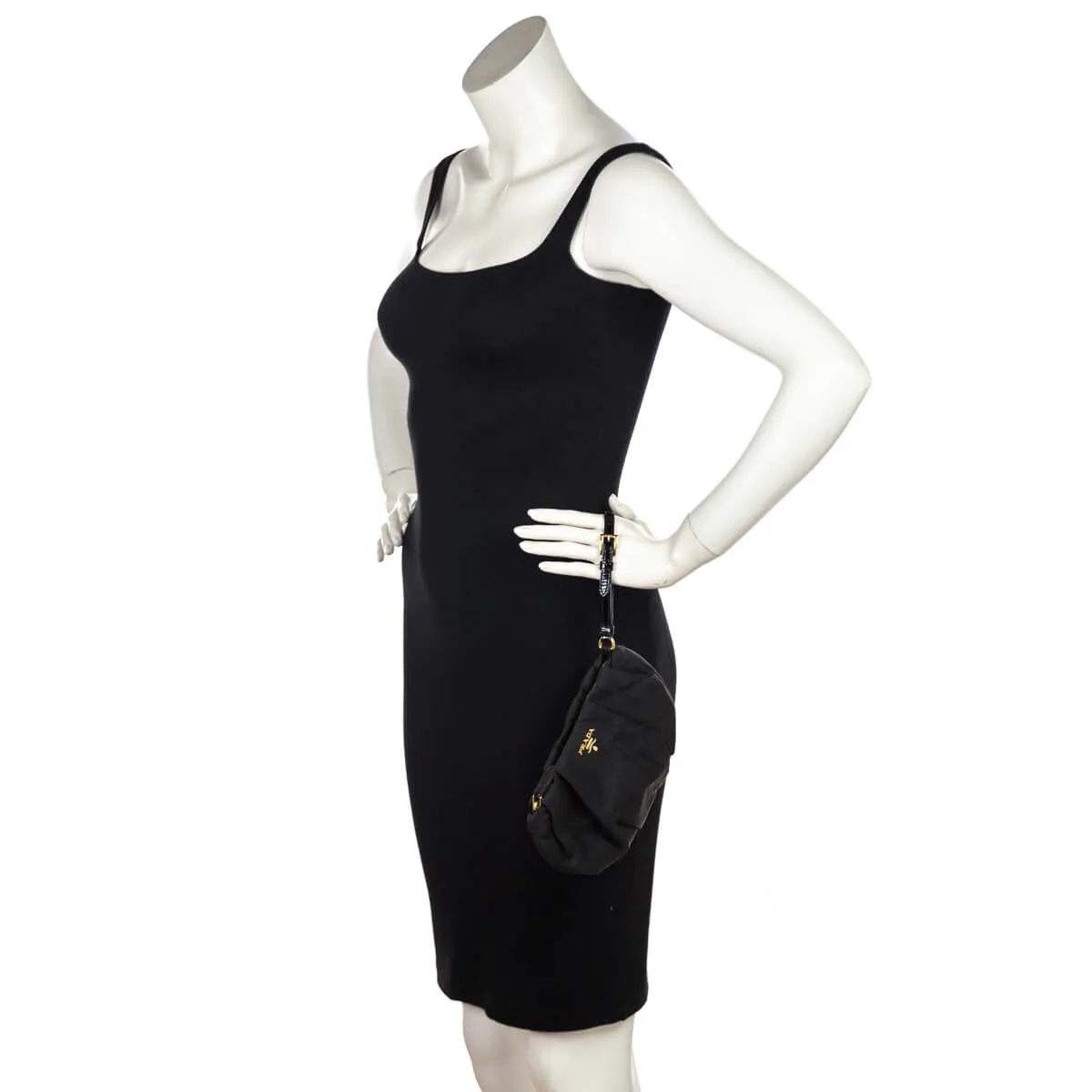 Prada Black Pleated Tessuto Wristlet